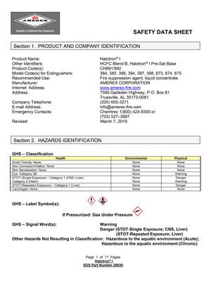 msds halotron I amerex hcfc blend b