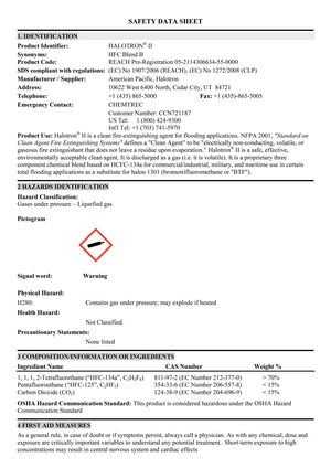 msds halotron II american pacific hcfc blend b