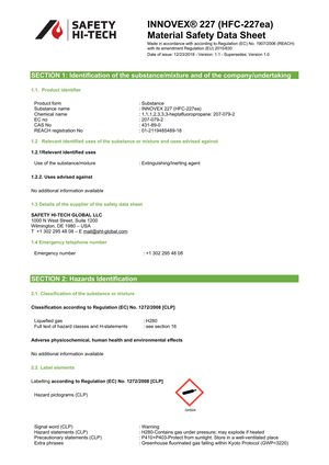 msds innovex-227 hfc227ea