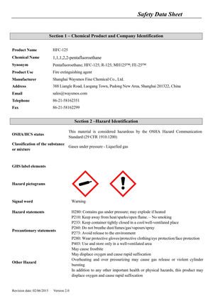 msds mh25 waysmos hfc-125