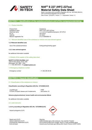 msds nafs227 hfc227ea