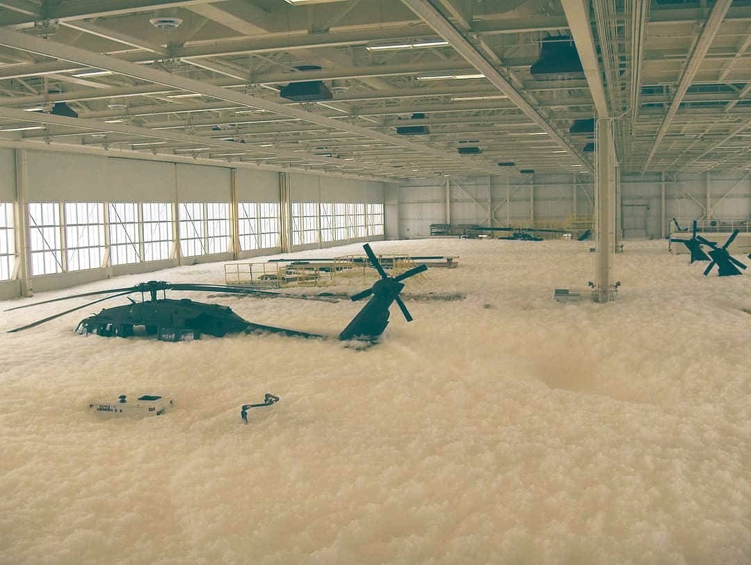 Total Flooding Foam Suppression System in Helicopter Hangar
